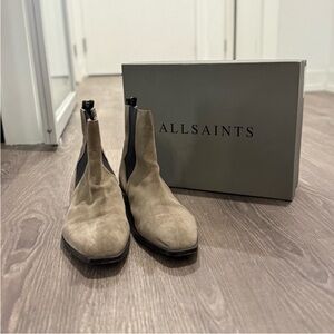 All Saints Men's Beige Suede Chelsea Boots - Worn Once